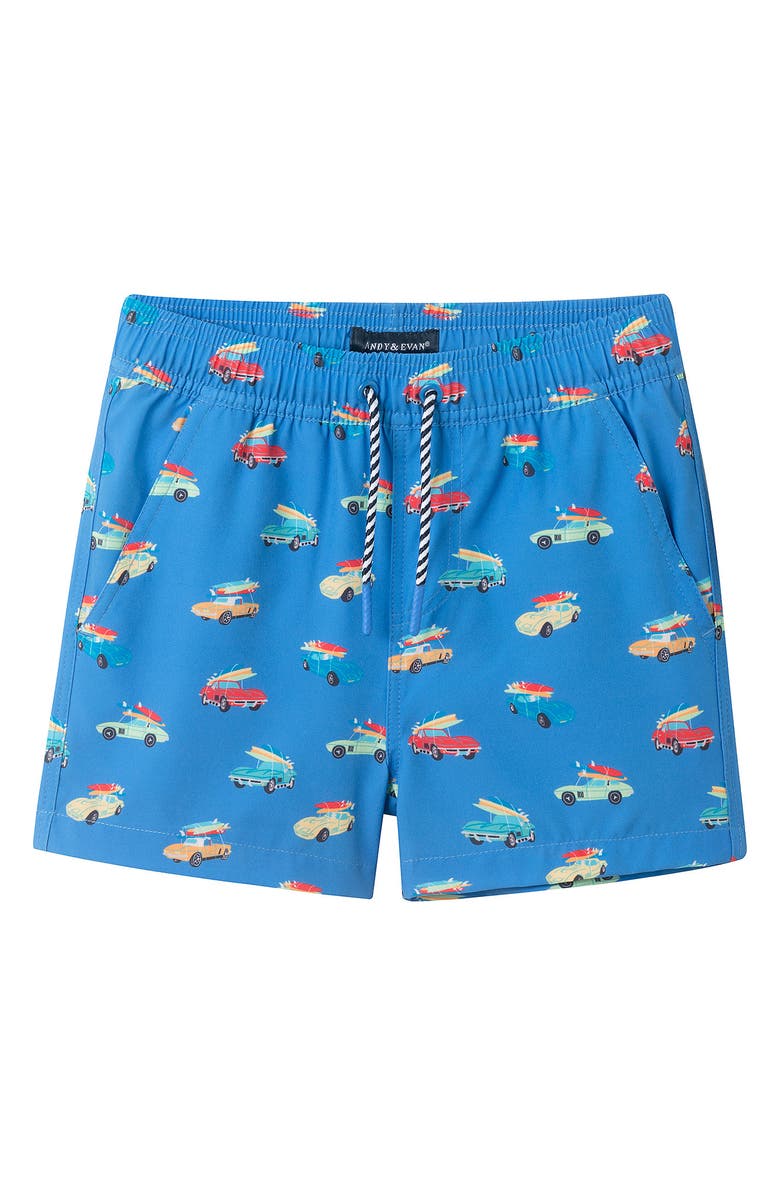 Andy & Evan Kids' Volley Swim Trunks, Main, color, Blue Surfboard