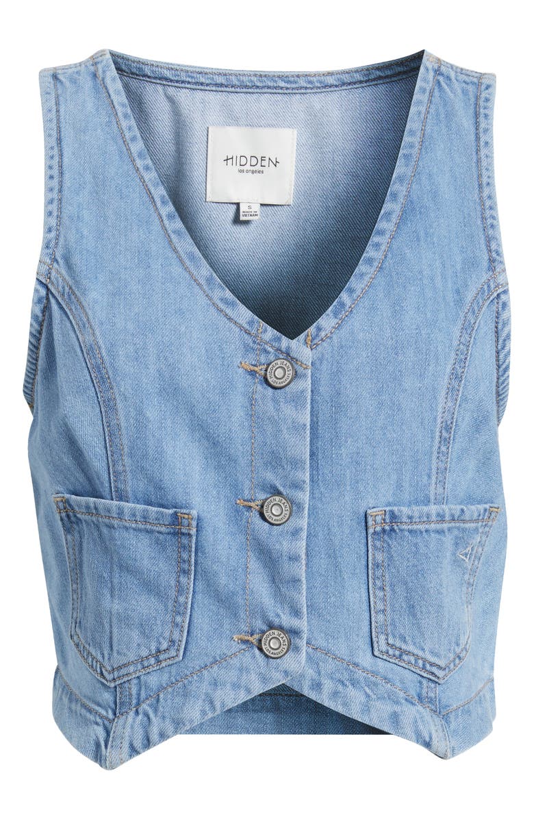 HIDDEN JEANS Supersoft Crop Denim Vest, Alternate, color, Light Wash