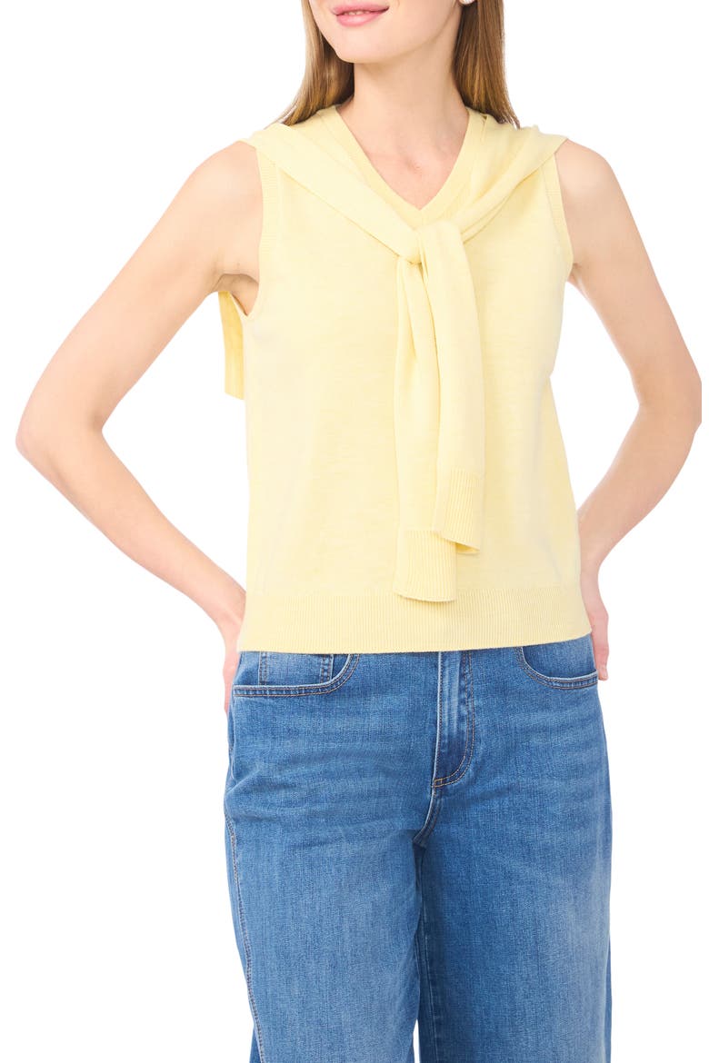 Tie Shoulder Sleeveless Sweater, Main, color, SOFT YELLOW