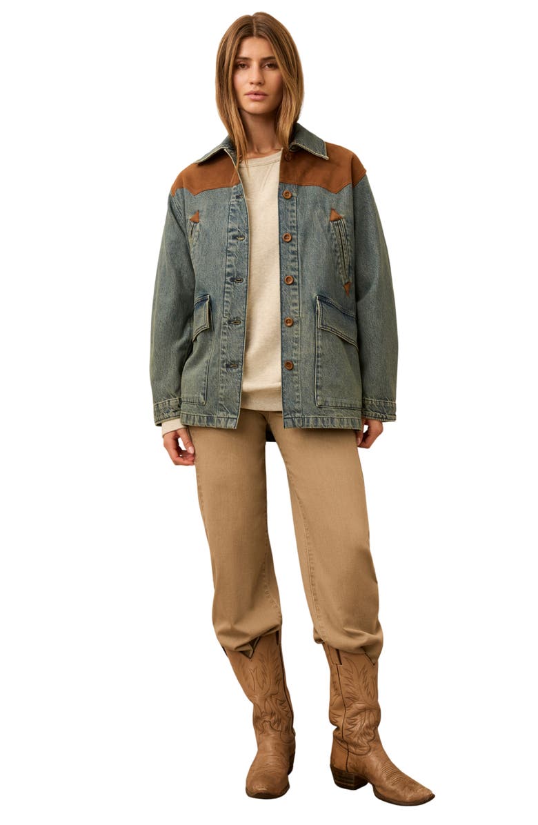 Faherty Denim & Suede Jacket, Alternate, color, Creekside Indigo Wash