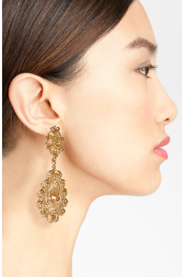 Ornate Teardrop Earrings, Alternate, color, LT COLORADO TOPAZ/ ANTIQUE GLD