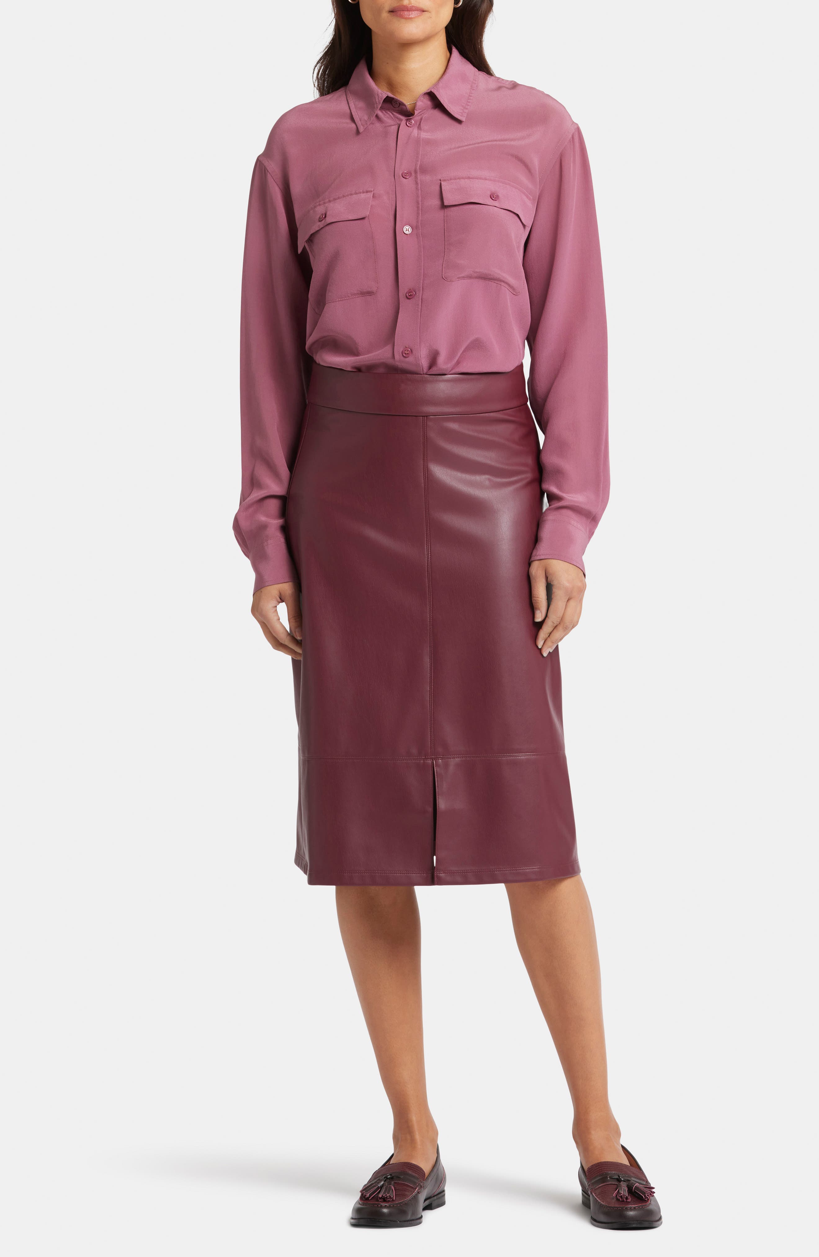 Faux Leather A-Line Skirt - image 3