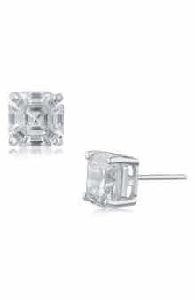 CZ by Kenneth Jay Lane Asscher Cut Cubic Zirconia Stud Earrings