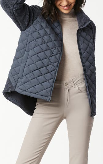 Mixed Media Quilted Faux Fur Jacket