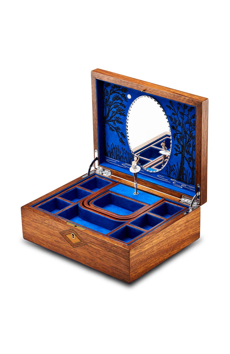 WOLF Ballet Musical Jewelry Box, Alternate, color, Walnut Wood