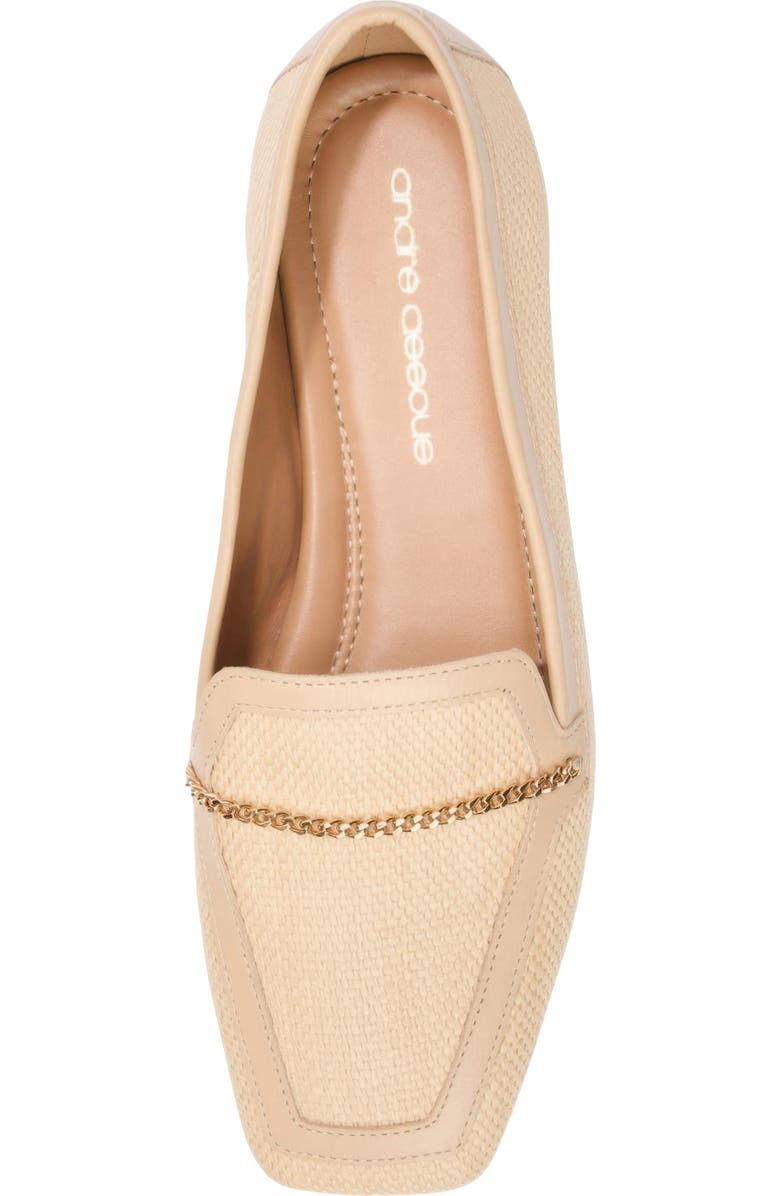 André Assous Ariane Raffia Chain Embellished Loafer, Alternate, color, Bone