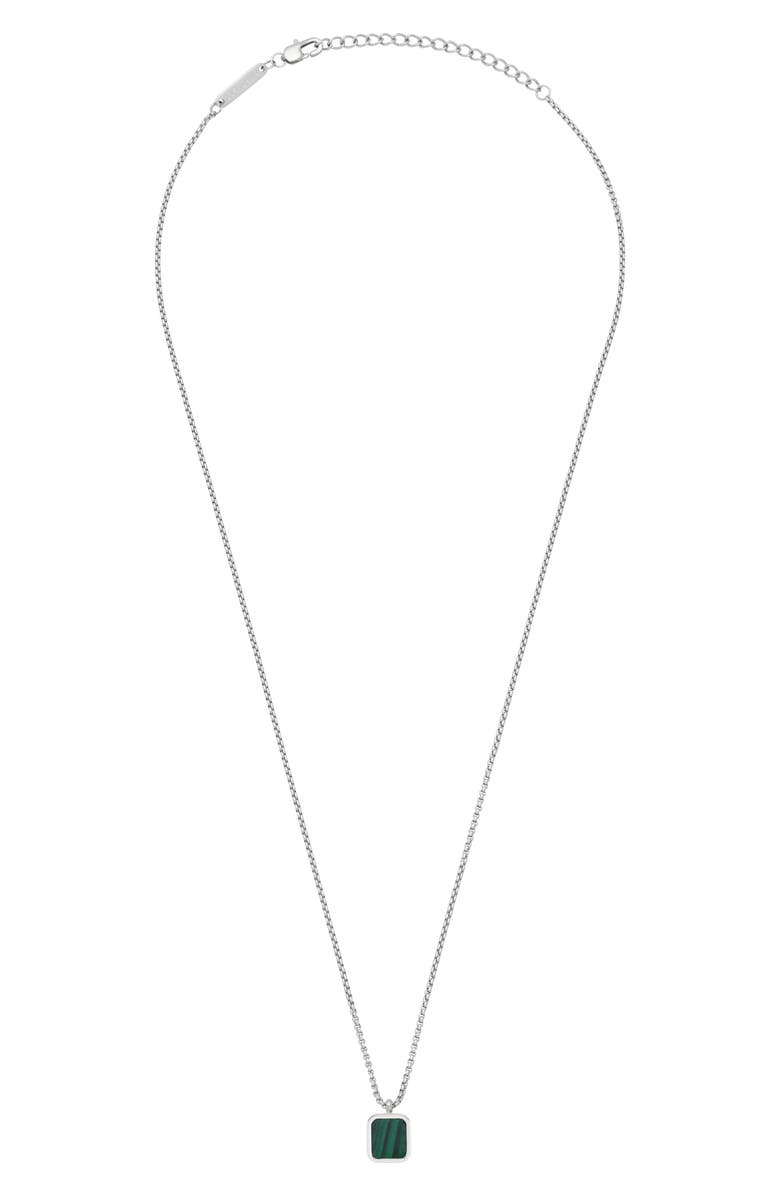 Estella Bartlett Men's Malachite Pendant Necklace, Alternate, color, Silver/ Gold