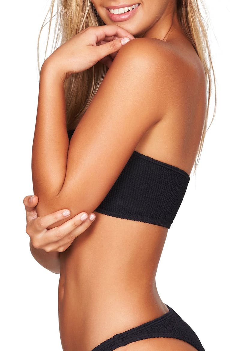 BOUND by Bone-Eye The Sierra Bandeau Ribbed Bikini Top, Alternate, color, BLACK