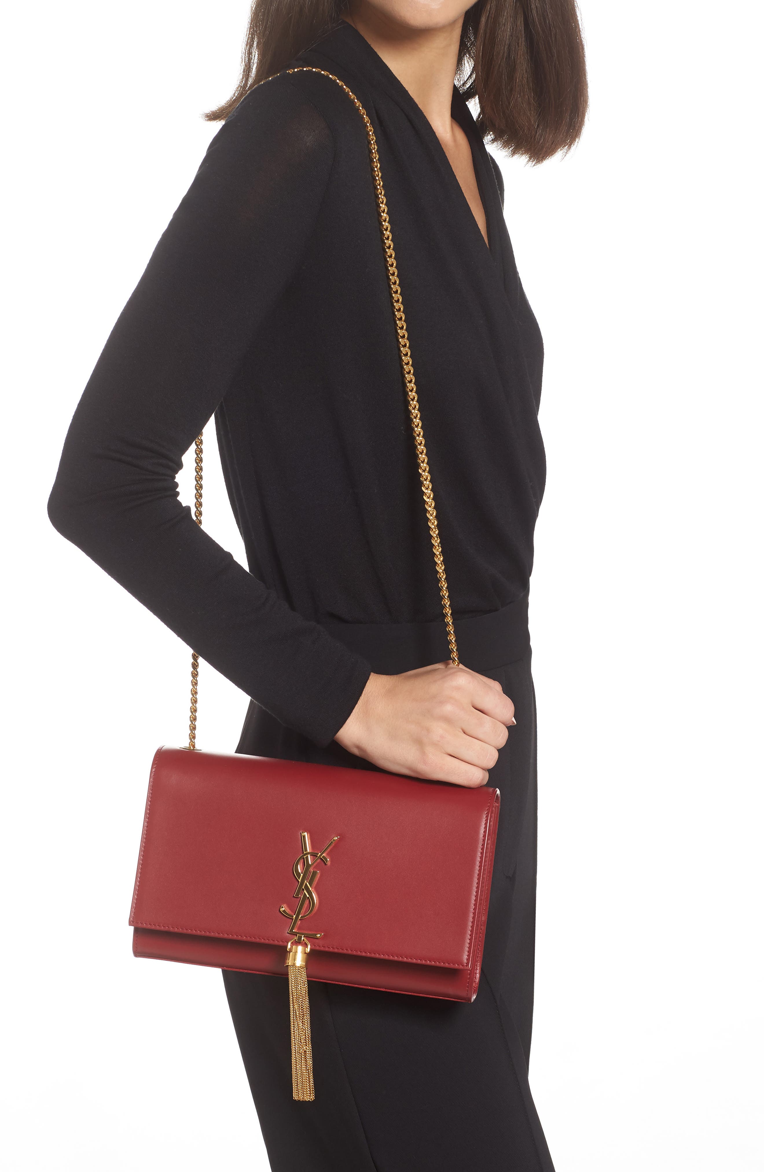 Medium Kate Leather Shoulder Bag, Alternate, color, OPYM RED