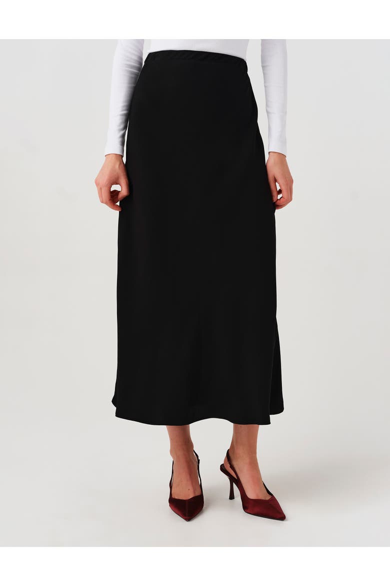 Lyra Satin Midi Skirt, Main, color, Black