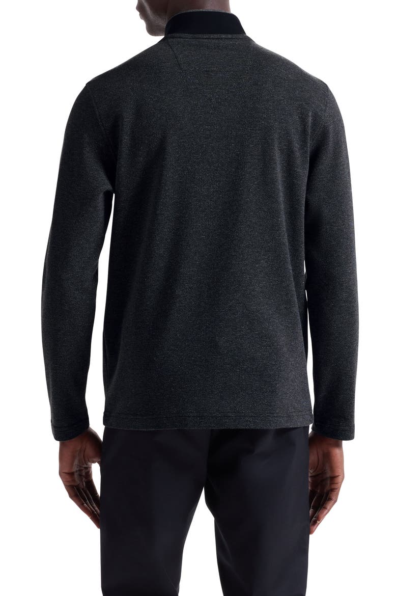 Quarter Zip Cotton Blend Piqué Pullover, Alternate, color, BLACK