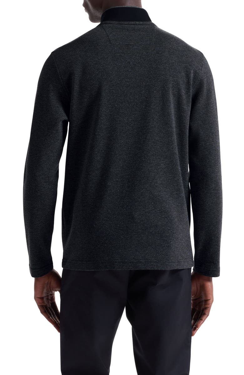 Bugatchi Quarter Zip Cotton Blend Piqué Pullover, Alternate, color, Black