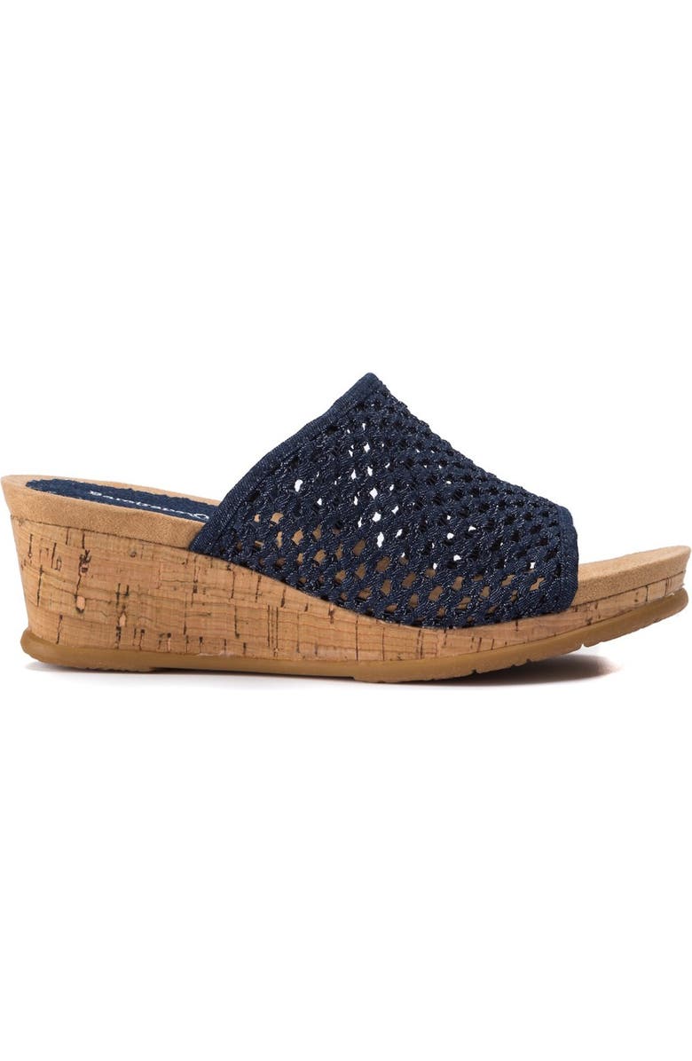 BARETRAPS Flossy Woven Wedge Sandal, Alternate, color, Dark Denim