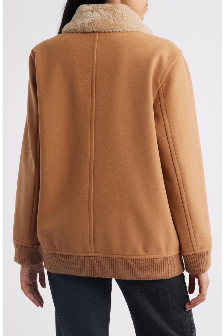 Relaxed Bomber Jacket with Faux Shearling Collar, Alternate, color, CAMEL