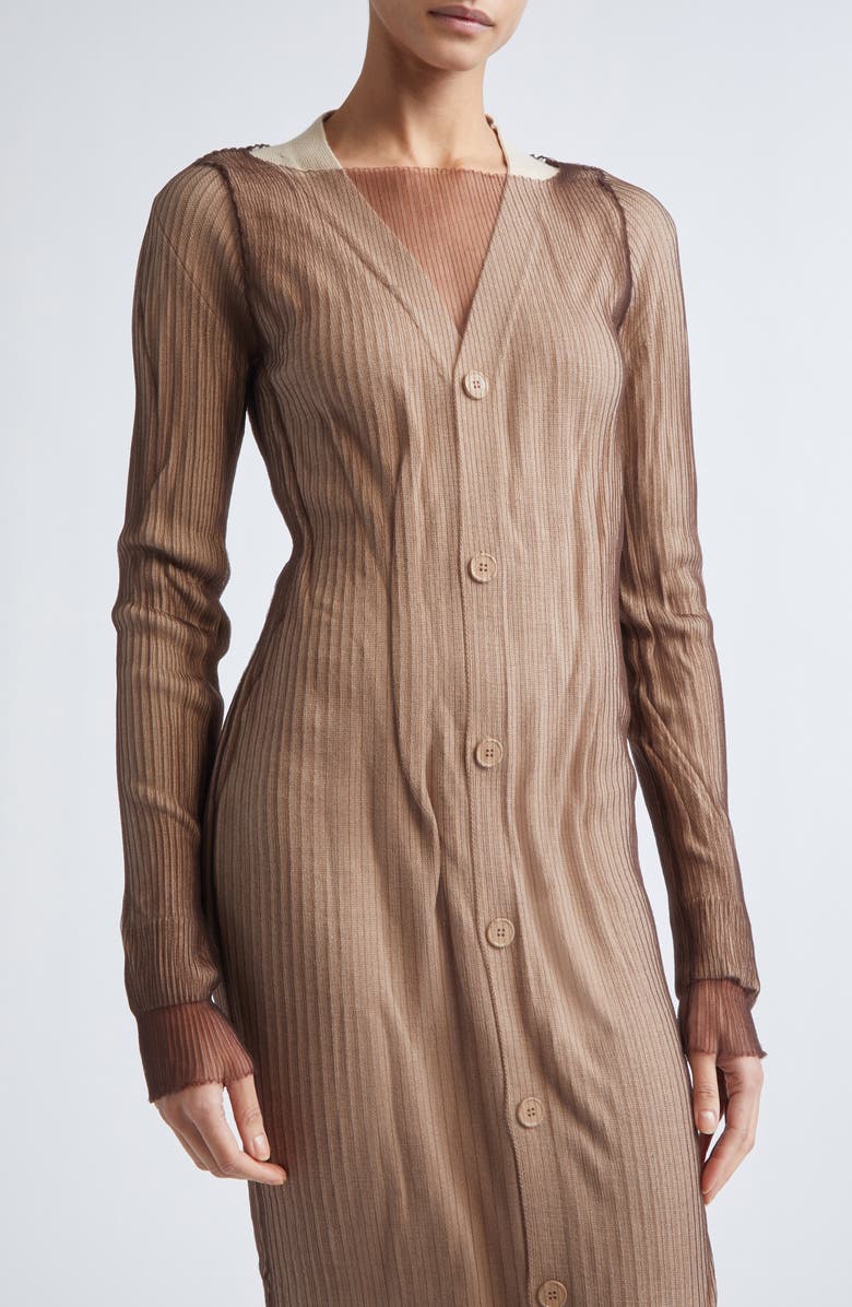MM6 Maison Margiela Sheer Overlay Sweater Dress, Alternate, color, Beige-Brown