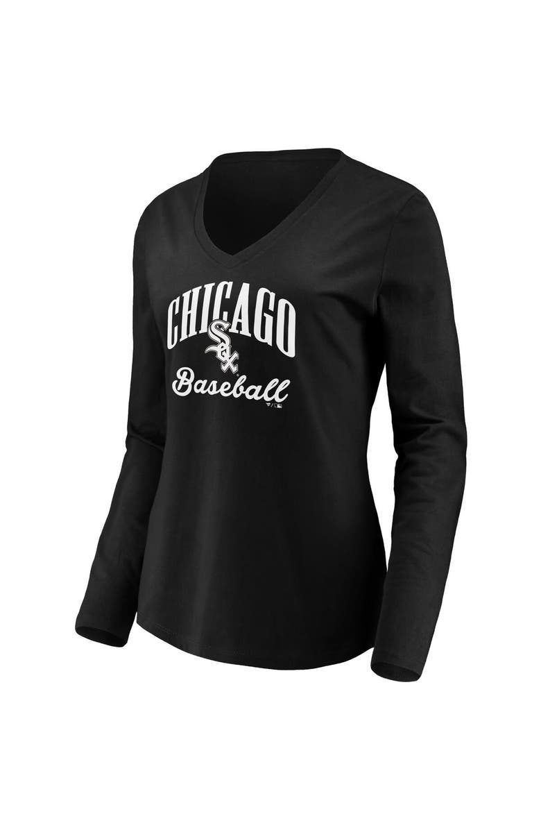 FANATICS Women's Fanatics Branded Black Chicago White Sox Victory Script V-Neck Long Sleeve T-Shirt, Alternate, color, 