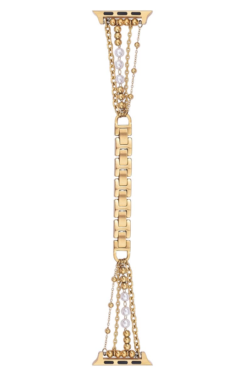 The Posh Tech Michelle Stainless Steel Apple Watch<sup>®</sup> Watchband, Main, color, Gold