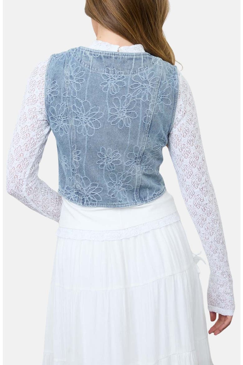 Floral Front Tie Vest, Alternate, color, DENIM