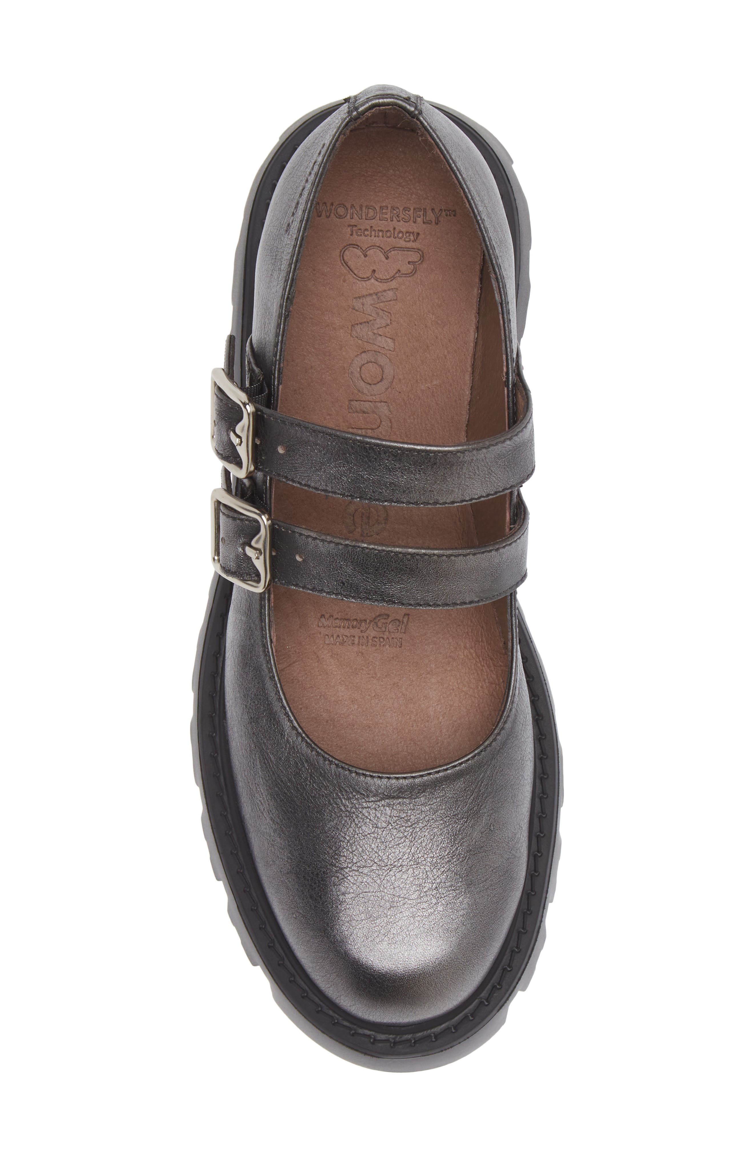 Wonders Platform Mary Jane Loafer, Alternate, color, Lead Metallic
