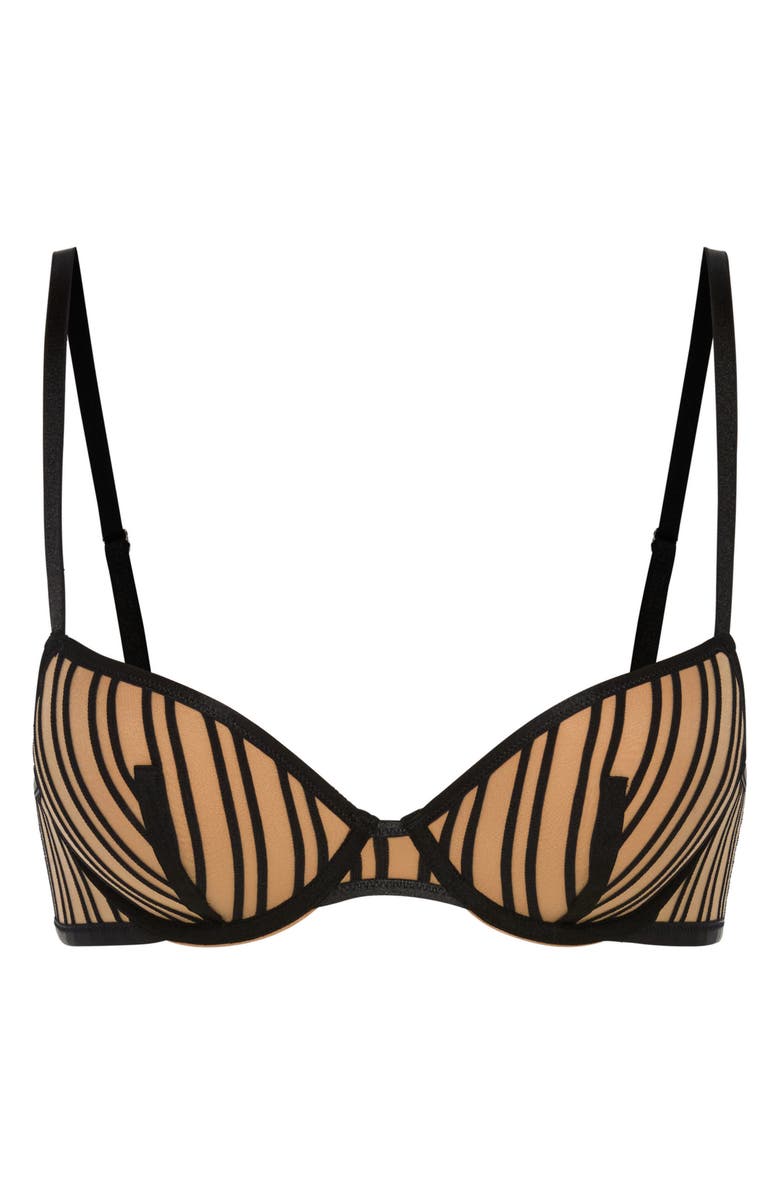 SAVAGE X FENTY Strappy Hour Lightly Lined Semi-Demi Bra, Alternate, color, Black Caviar