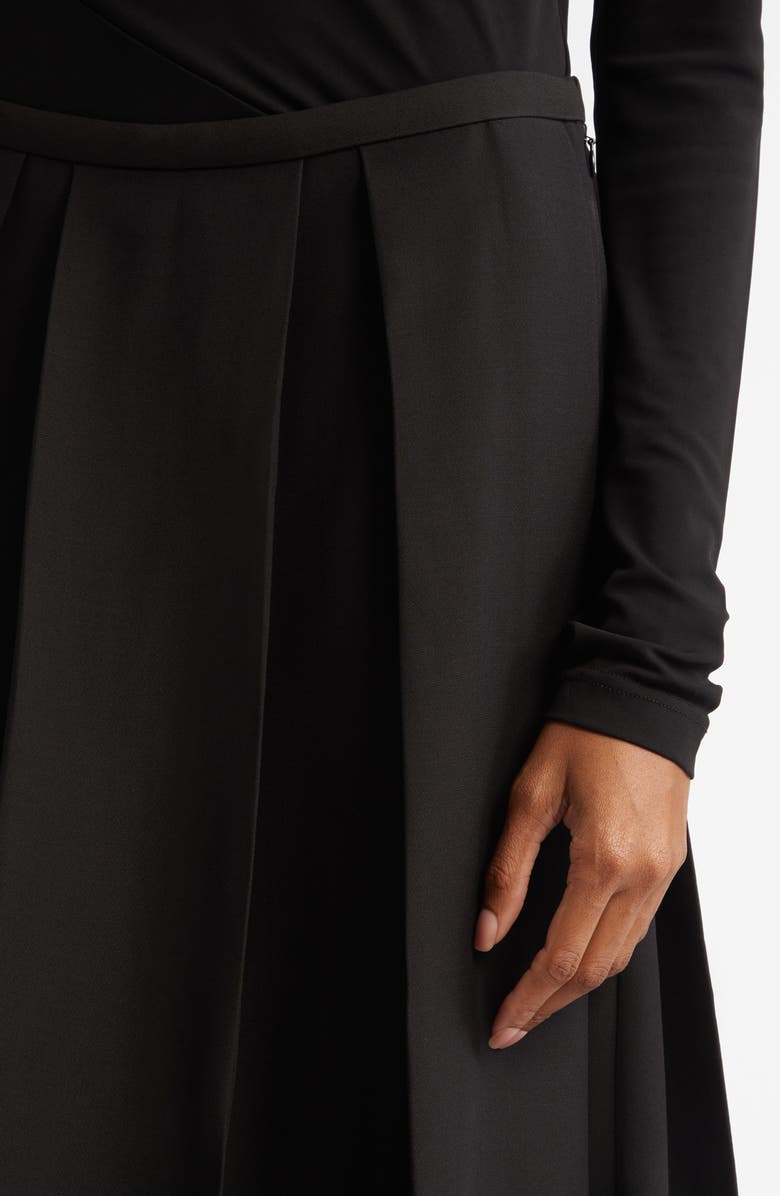 TOTEME Twinflower Pleated Wool & Silk Midi Skirt, Alternate, color, Black