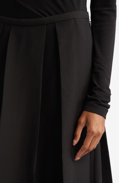 Totême Pleated Wool And Silk-blend Midi Skirt In Black