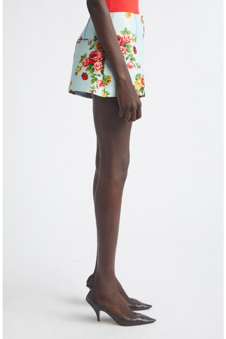 The Cricket Floral Wool & Silk Faille Bell Shorts, Alternate, color, BRIGHT BLUE FLORAL