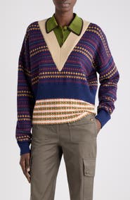 Dries Van Noten Toinette Wool Blend V-Neck Sweater