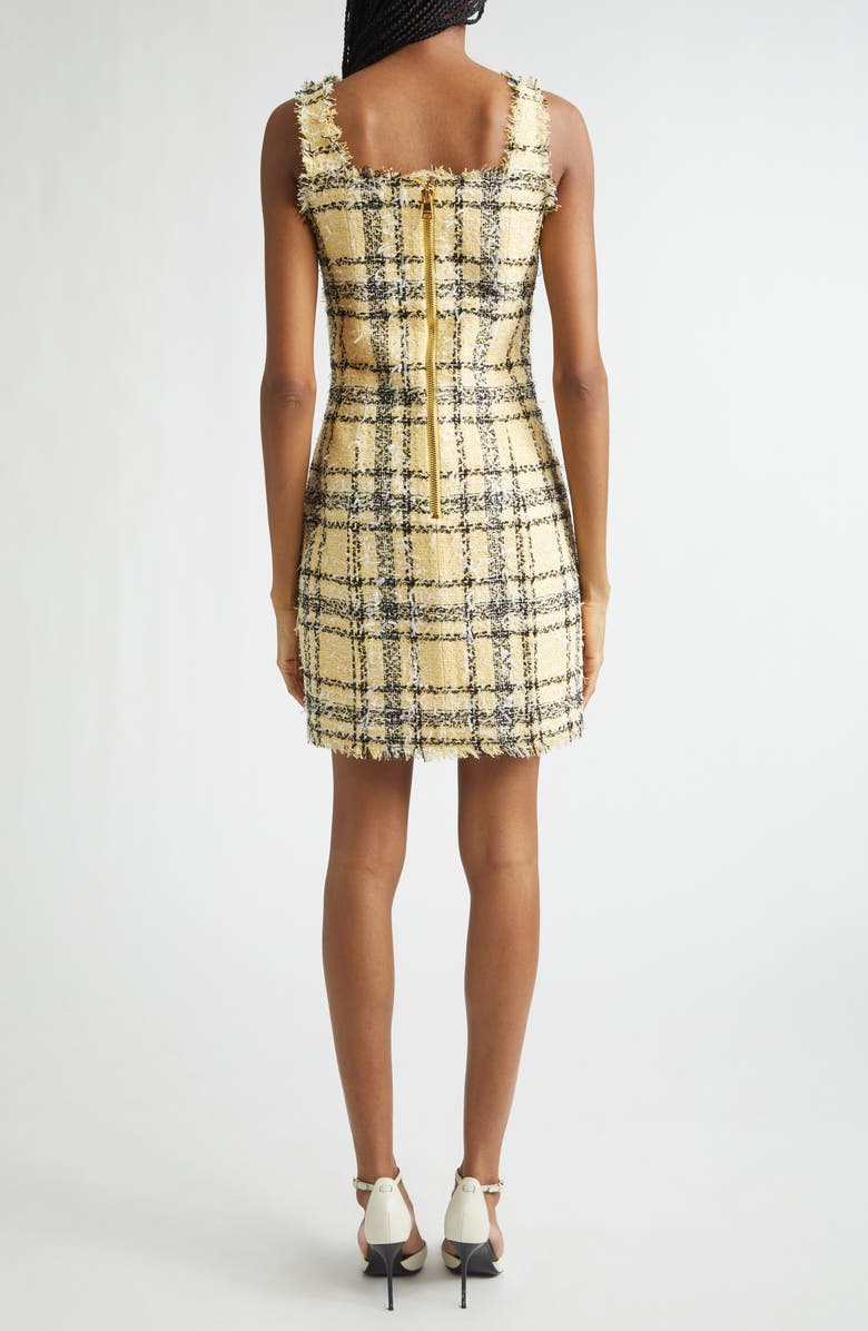 Balmain Check Glitter Tweed Minidress, Alternate, color, Yellow