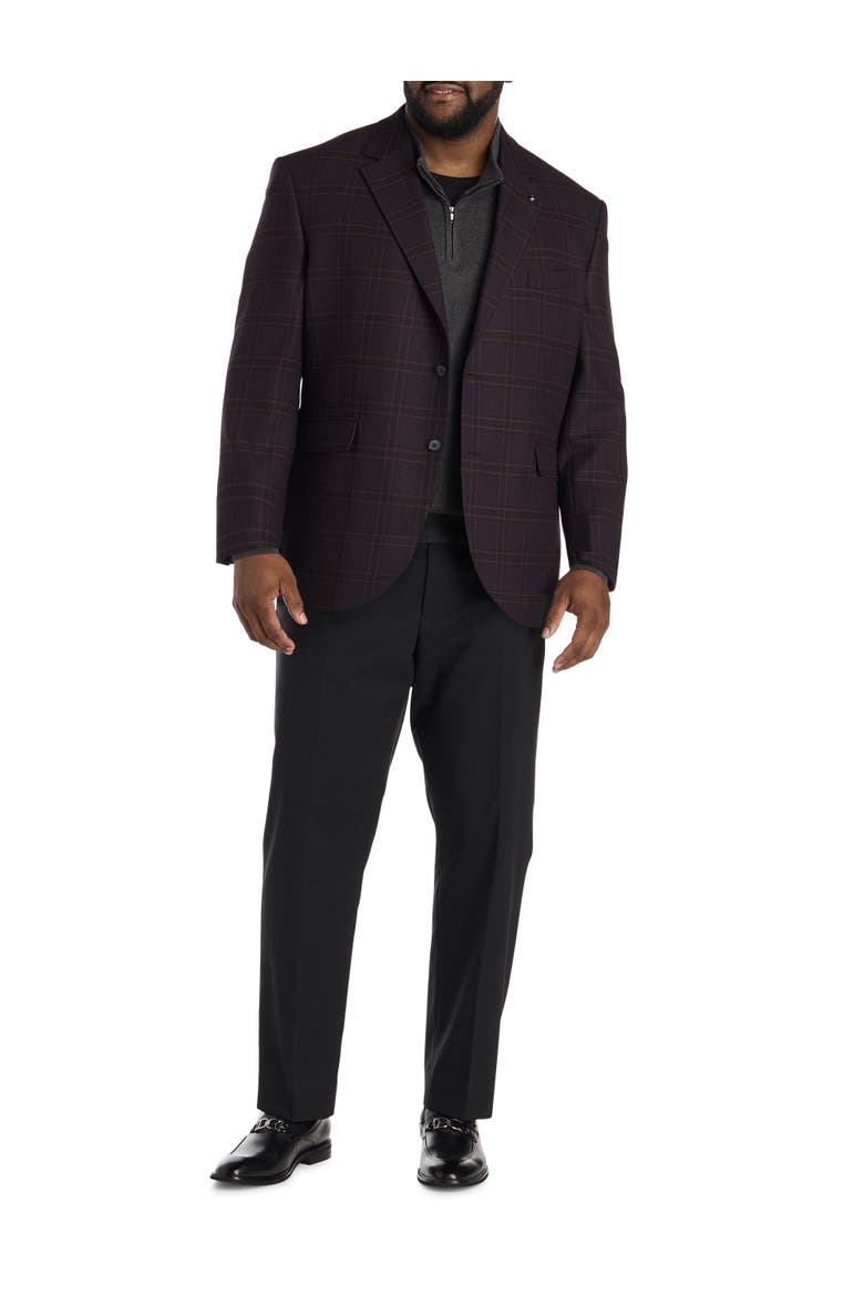 Big & Tall  Windowpane Sport Coat- Executive Cut, Alternate, color, BURGUNDY