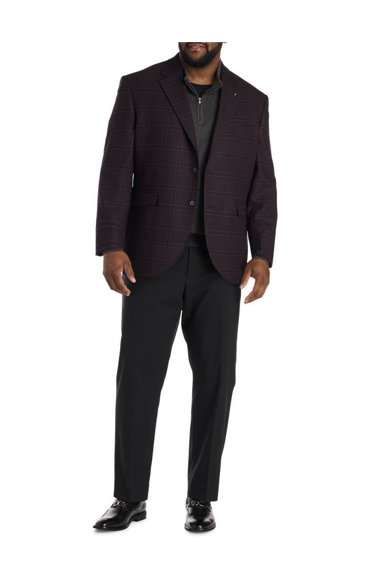 Oak Hill by DXL Big & Tall Windowpane Sport Coat- Executive Cut, Alternate, color, Burgundy