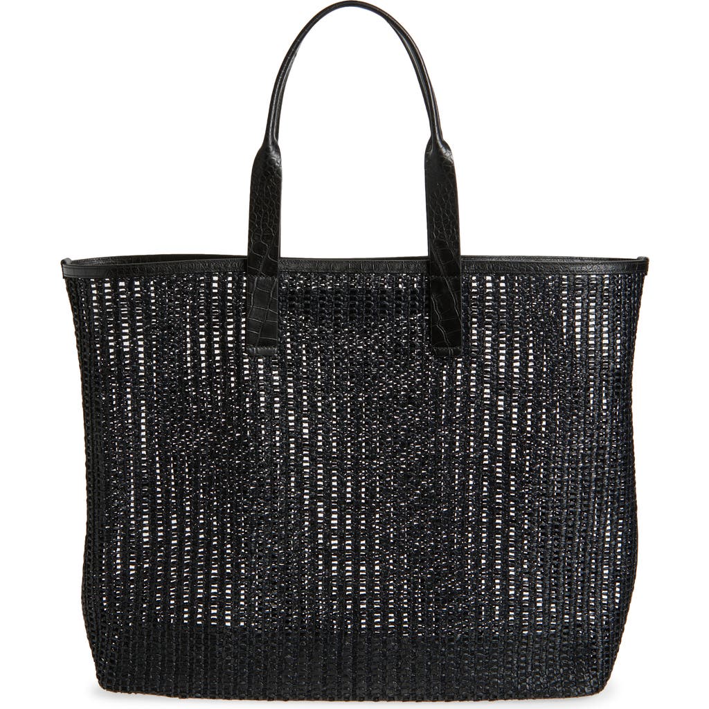 Dolce & Gabbana Dolce&gabbana Adamo Woven Mesh & Leather Shopper In Black/black