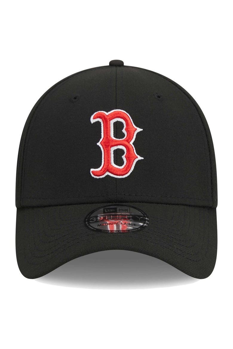 Men's New Era Black Boston Red Sox Logo 39THIRTY Flex Hat, Alternate, color, Black