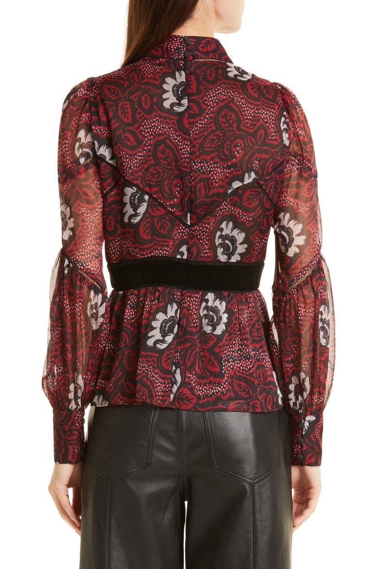 Alexxei Ladder Trim Pullover Blouse, Alternate, color, RED
