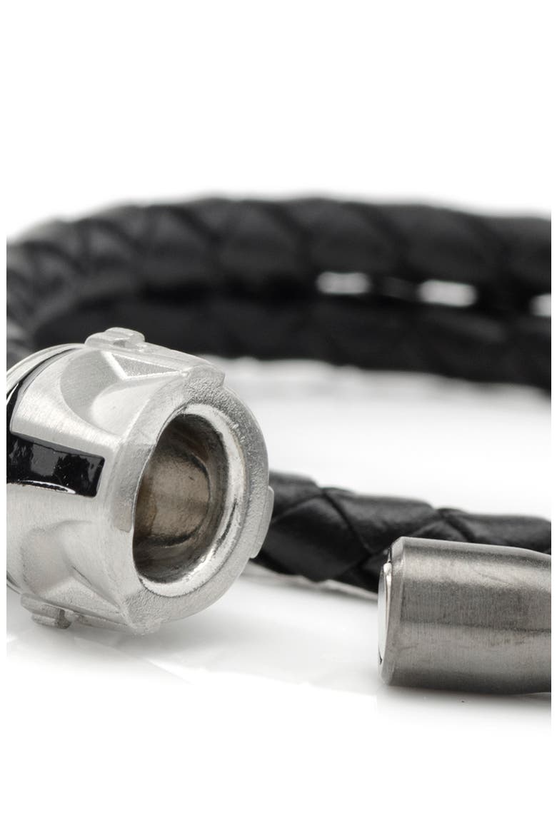 Mandalorian Braided Leather Wrap Bracelet, Alternate, color, SILVER
