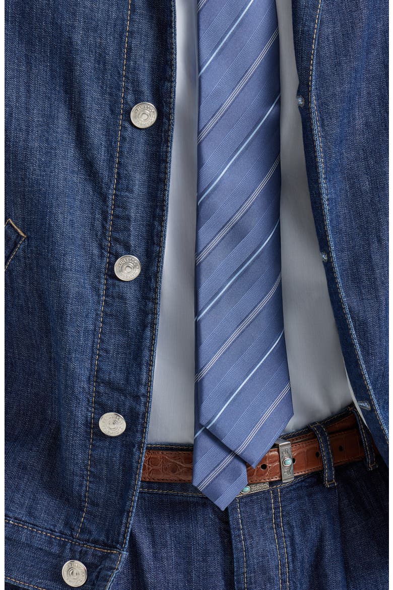 Striped silk necktie, Alternate, color, Denim
