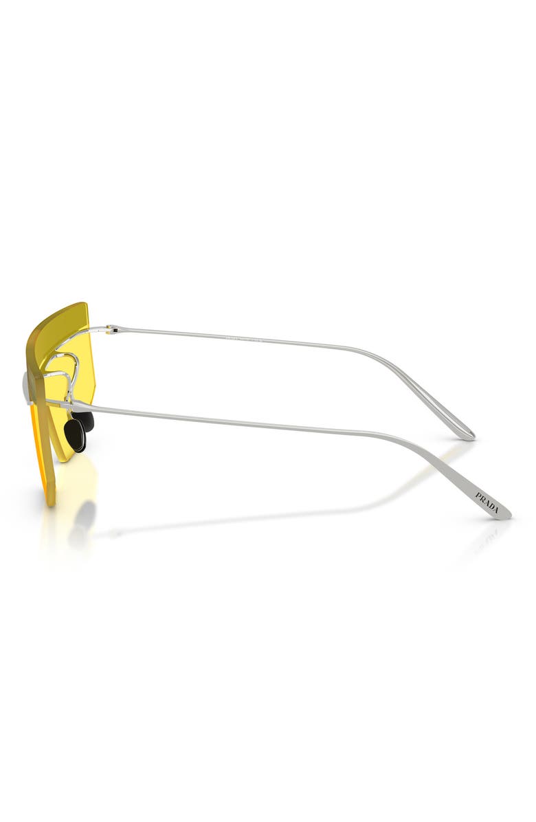 Prada 140mm Shield Sunglasses, Alternate, color, Silver/ Yellow Silver