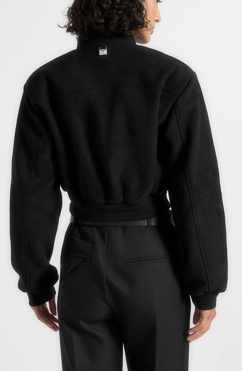 Manière De Voir Monique Suede Wide Shoulder Bomber Jacket, Alternate, color, Black