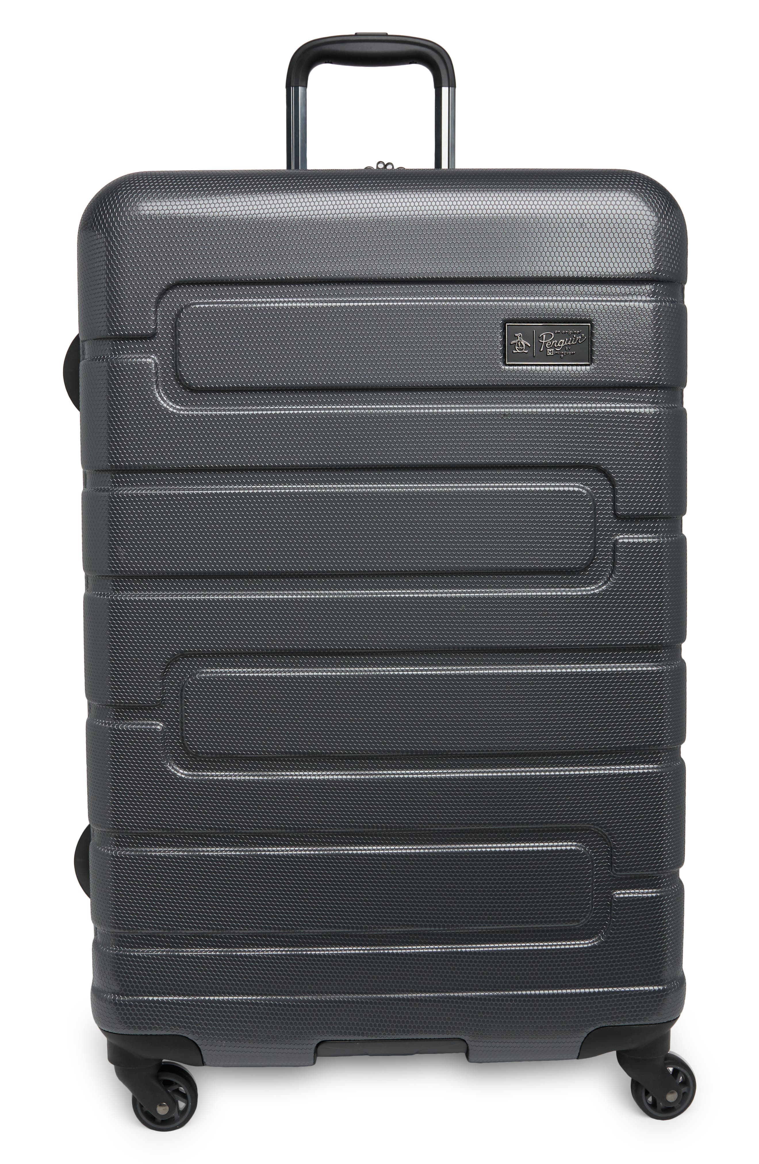 Original Penguin Crimson Check-In Spinner Luggage, Main, color, 