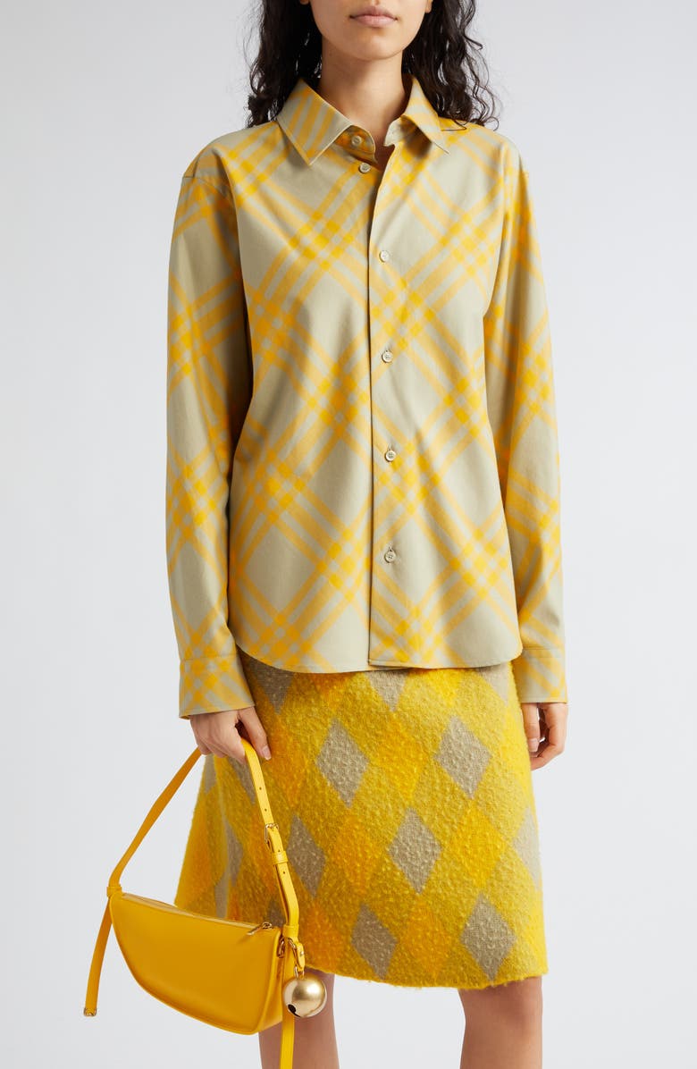 Burberry Relaxed Fit Check Cotton Flannel Button-Up Shirt, Main, color, 