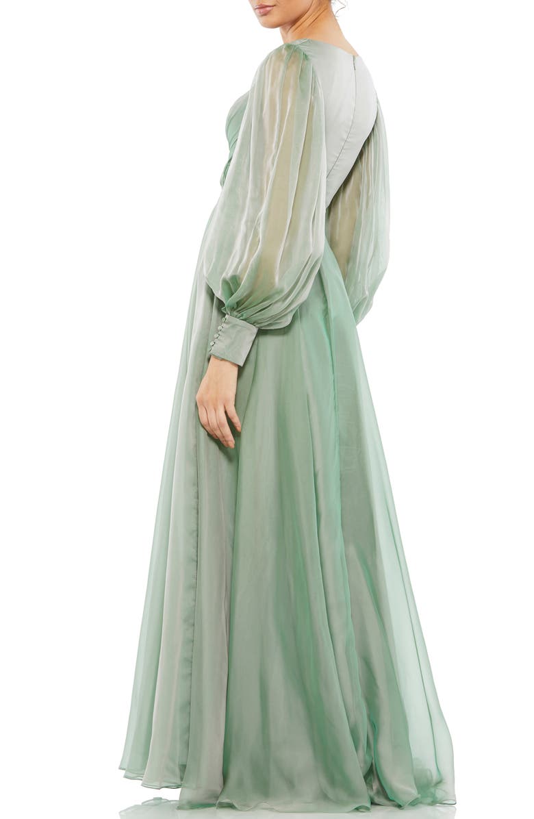 Mac Duggal Illusion Long Sleeve A-Line Gown, Alternate, color, 