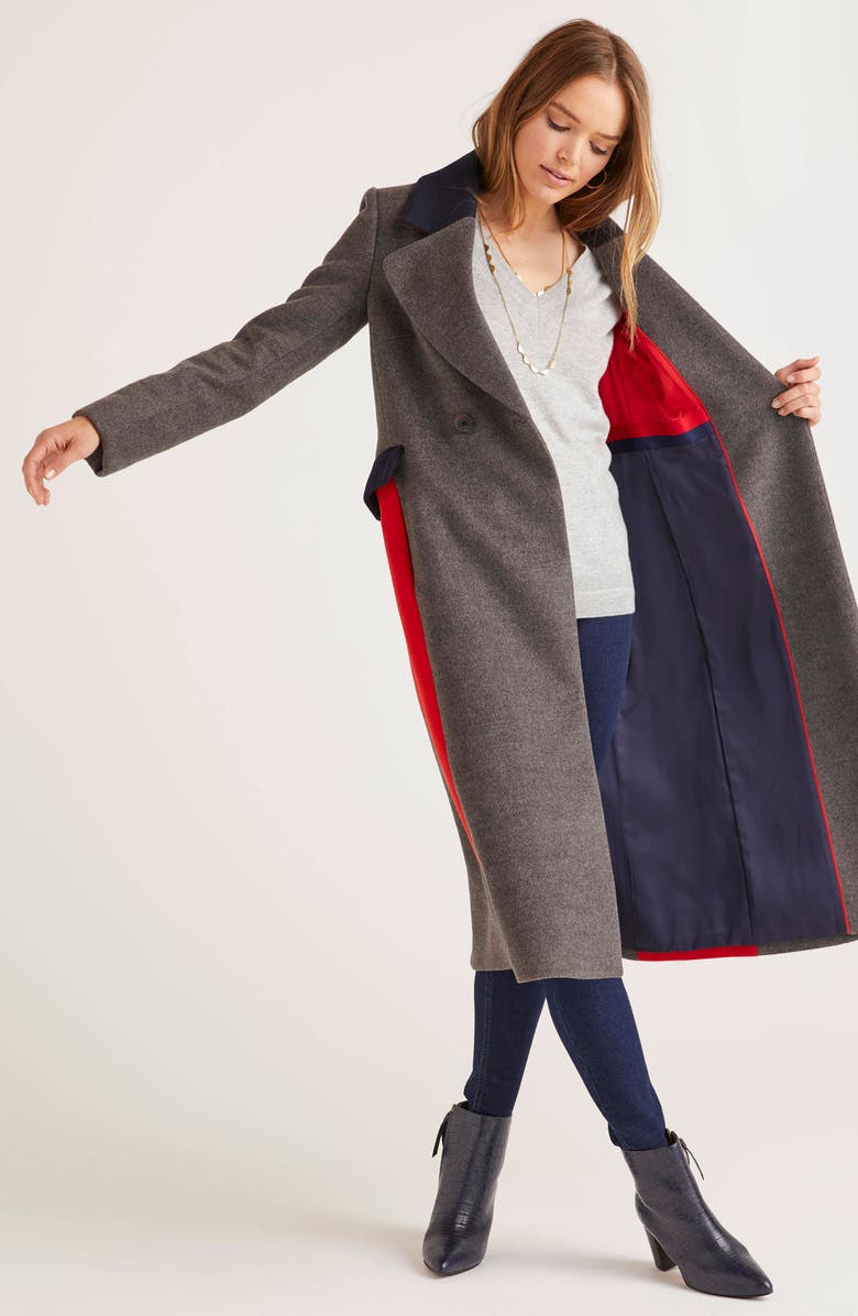 Boden Burney Colorblock Wool Blend Coat, Alternate, color, 