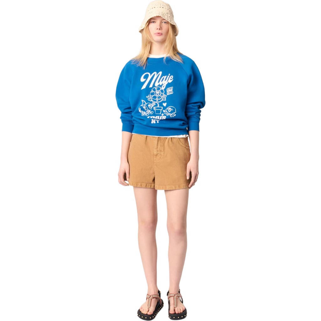 Maje Denim Shorts In Beige