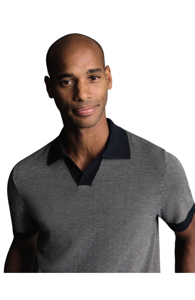 Charles Tyrwhitt Cotton Birdseye Knitted Polo, Alternate, color, Navy