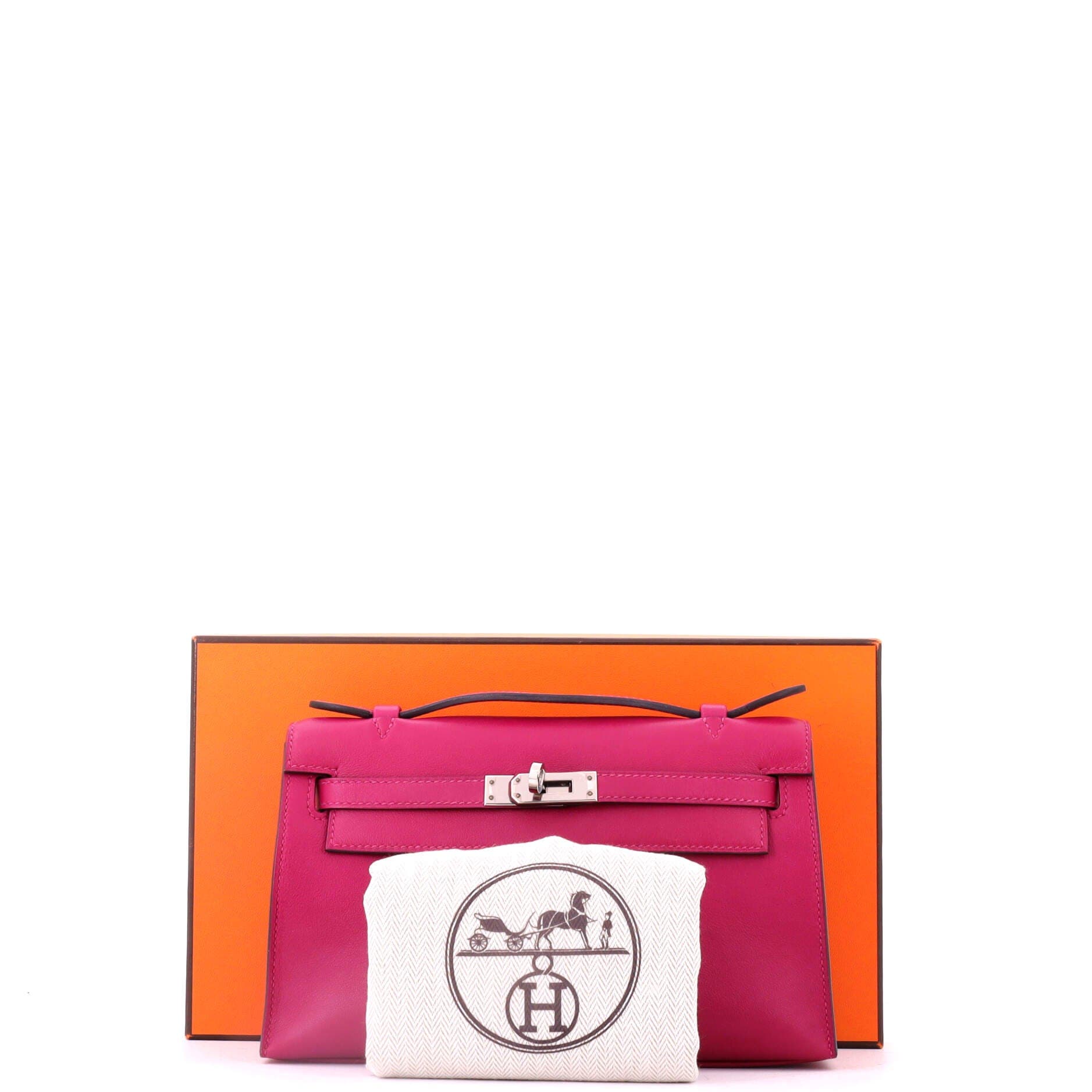 Pre-Owned Hermes Kelly Pochette Swift, Alternate, color, Rose Pourpre