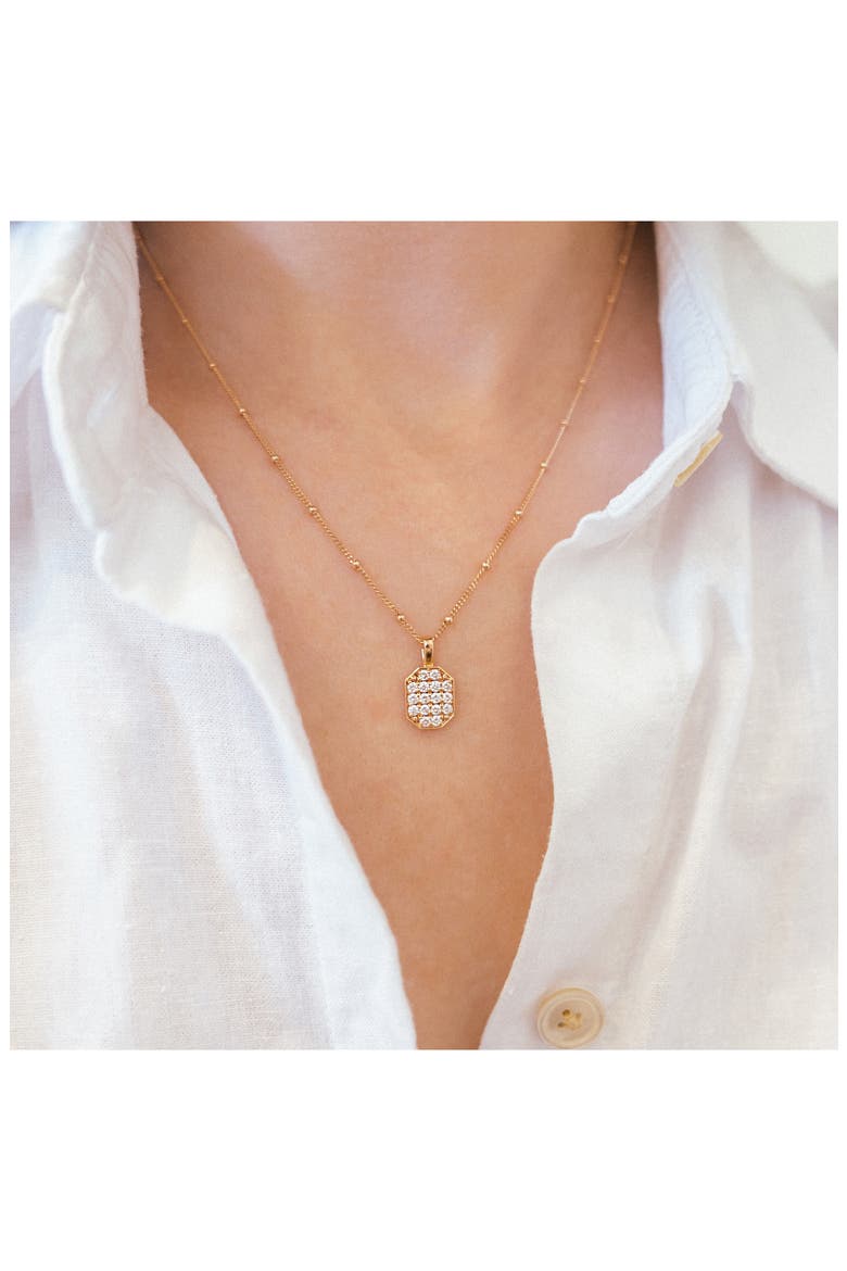 Small Pav� Diamond Tag Pendant, Alternate, color, 18K RG