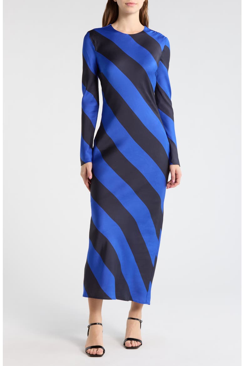 Stripe Long Sleeve Maxi Dress, Main, color, INK BLUE