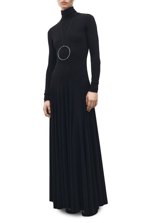 Mango Turtleneck Long Sleeve Ponte Dress In Black