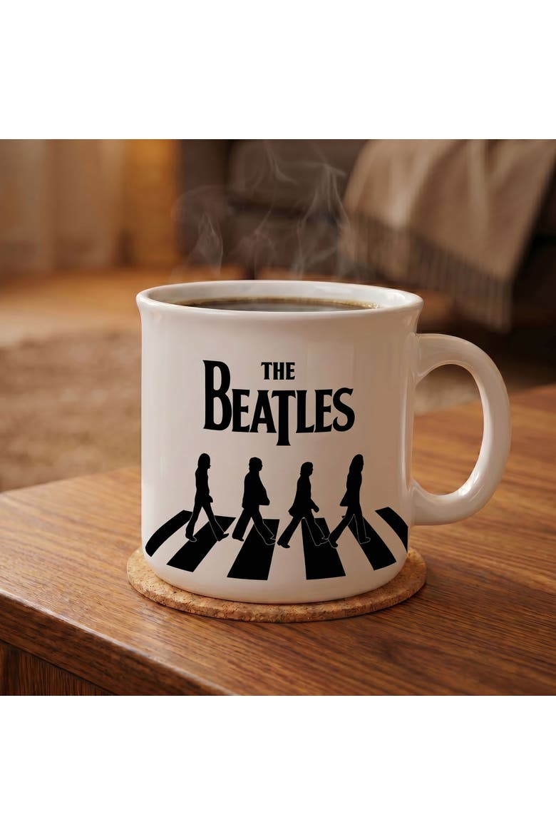 20 oz The Beatles Abbey Road Walk Ceramic Camper Mug, Alternate, color, White