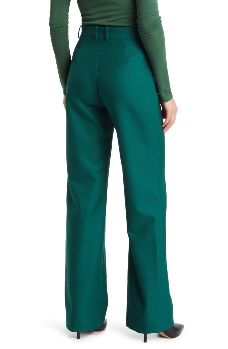 BOSS Tireka Virgin Wool Flare Trousers, Alternate, color, Open Grn